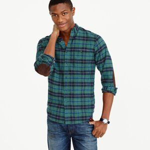 J Crew Men's Medium Cotton-wool Plaid Shirt (w/ Elbow Patches)